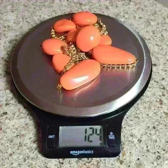 RARA Vintage kenneth Jay lane necklace Coral orange with golden chain KJL - Picture 9 of 9